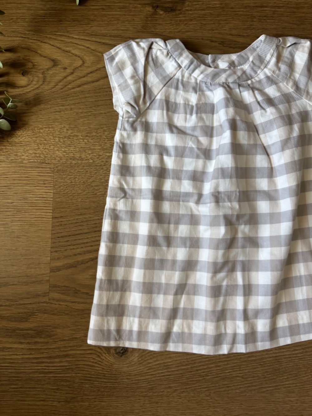 Jacadi Paris Gray & White Gingham Baby Dress 12 Months Classic Cotton - Picture 2 of 5
